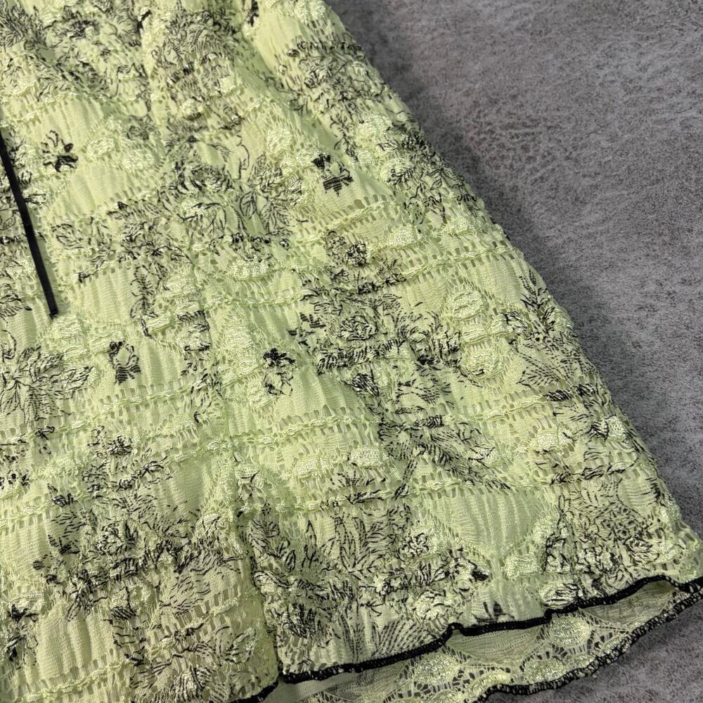 Vintage Ruched Floral Dressbarn Lettuce Hem Blouse - Picture 2 of 7